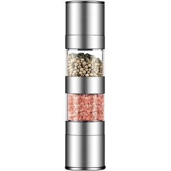 

2 In 1 Salt And Pepper Grinder Set,Stainless Steel Salt Grinder With Adjustable Ceramic Rotor, Salt Mill And Pepper Mill Shaker,