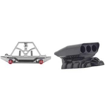 

Metal Rear Bumper with Spare Tire Carrier for SCX10 & 1/10 Engine Air Intake Supercharger Cover for Trx4 D90 Axial Scx10