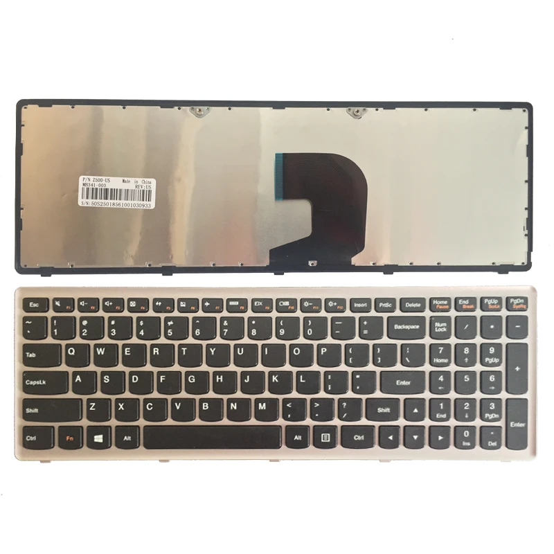 Новая клавиатура US для ноутбука Lenovo Ideapad Z500 Z500A Z500G P500 с серебристой рамкой без