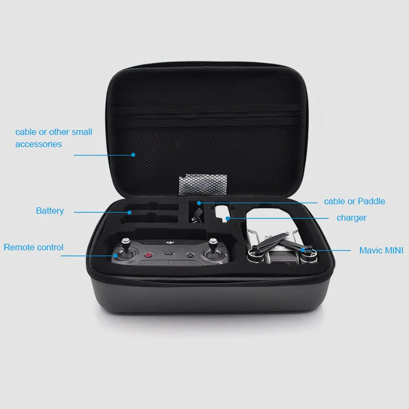 Buy For DJI Mavic Mini Portable Case Bag Waterproof Carrying Handbag PU Cover Shell Storage Bag For DJI Mavic Mini Drone Accessories