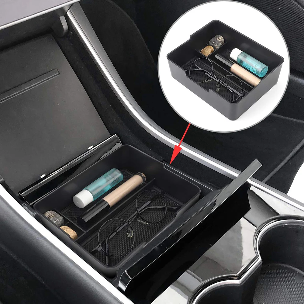 Для Tesla модель 3 центральная консоль Органайзер вставка ABS черные материалы лоток для хранения авто аксессуары