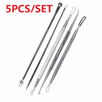 

3-5pcs Double-head Acne Extractor Remover Tools Kit Stainless Steel Blackhead Pimple Needles Treatments Face Clean Tool