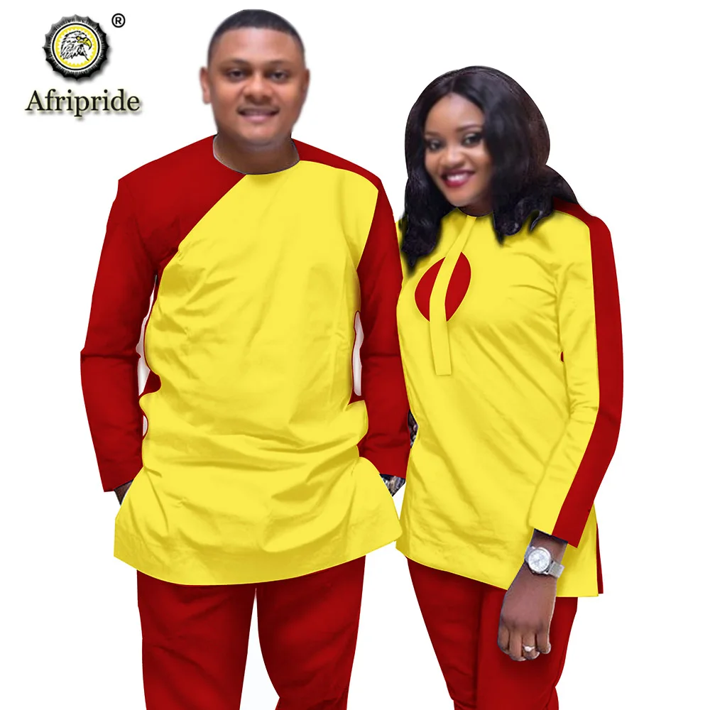 african traditional attire African Couple Clothing Women Suits + Men Clothing Set Dashiki Outfits Shirt and Pant 2 Piece Tracksuit  Wax AFRIPRIDE S20C006 african style clothing