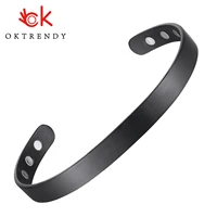 OKtrendy Magnetic Bracelet Black Plated Men Health Energy Magnet Bracelets 8mm Adjustable Cuff Titanium Bangles for Women 1
