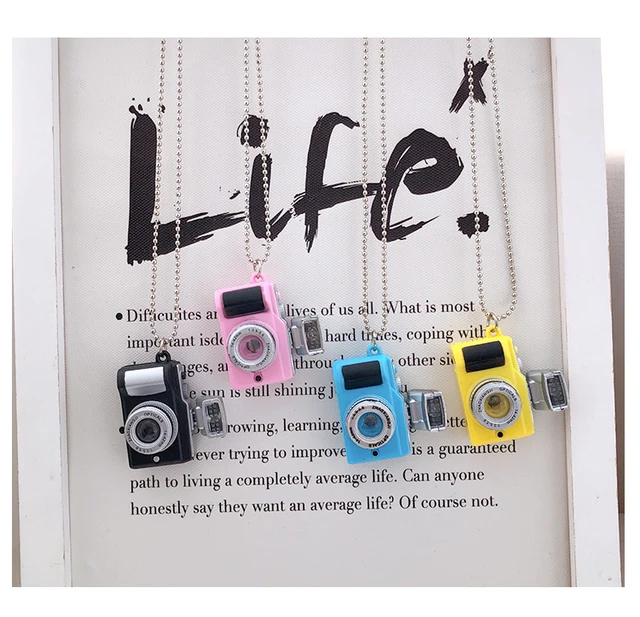 Funny shooting props luminous vocal keychain mini camera SLR TV led luminous toy keychain necklace hip hop men women 2