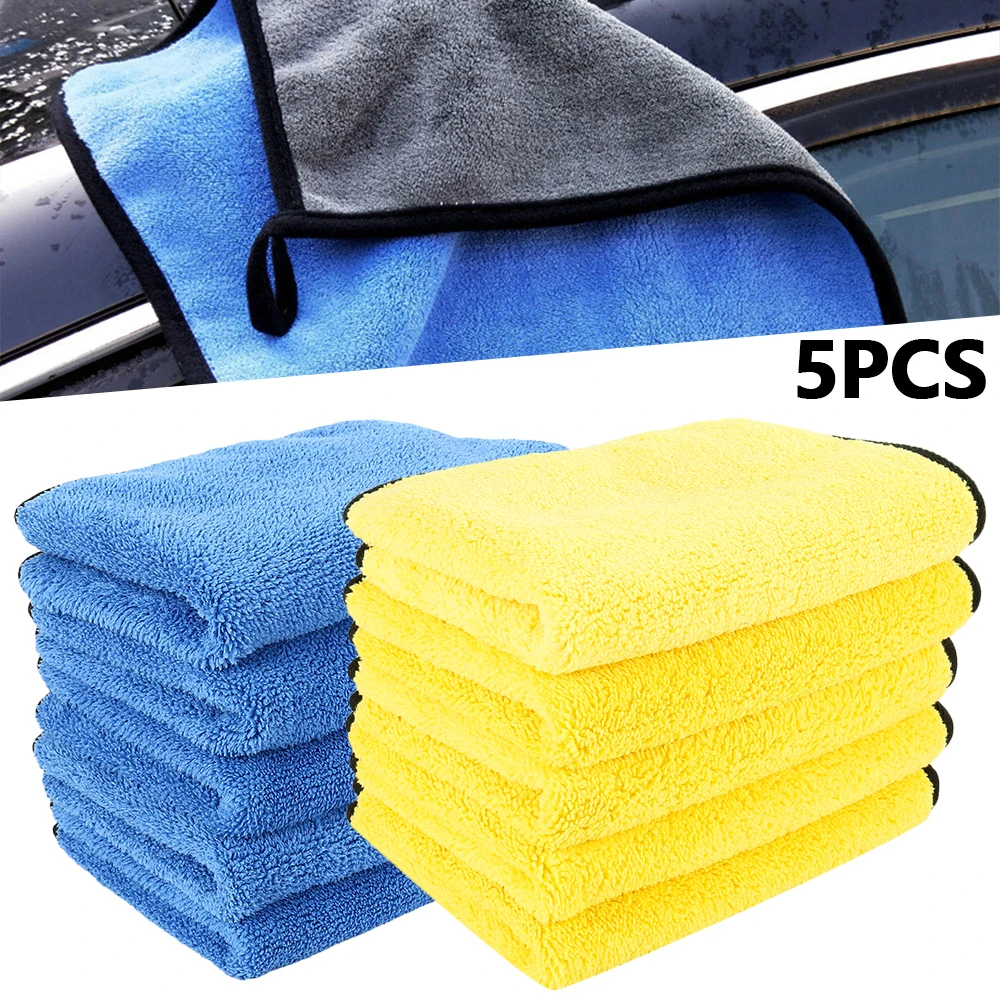 5 pcs/lot Car Wash Microfiber Towels Super Thick Plush Cloth For Washing Cleaning Drying Absorb Wax Polishing