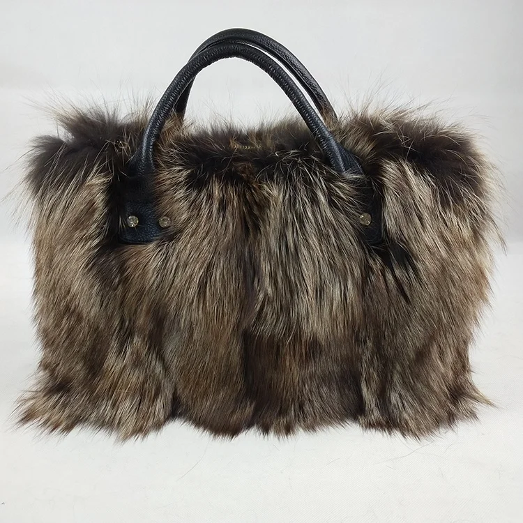 

luxury natural genuine fox fur bag lady handbag