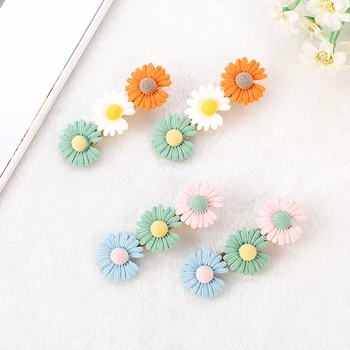 

1Pc 77mm Cute Multicolor Daisy Flower Fashion Hair Clip Barrette Headwear Girls Women Korea Candy Color Hairpin Duckbill Clip