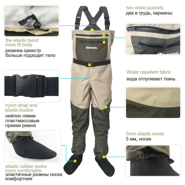 Fly Fishing Chest Waders Breathable Waterproof Stocking foot River