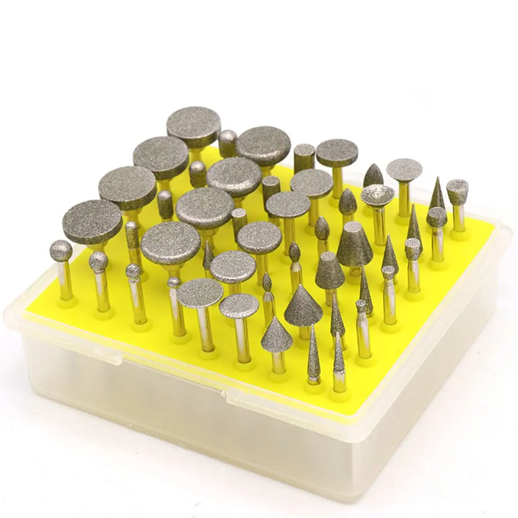 

50Pcs Diamond Grinding Head Mounted Point Diamond Burrs Bit for Metalworking Stone Ceramic Glass Carbide Carving Tool