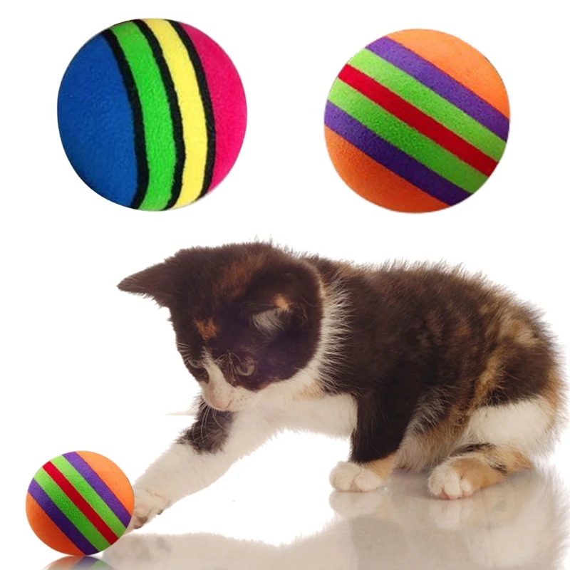Interactive Cat Toy Cat Ball Rainbow 10 Rattles Toys Pets Balls