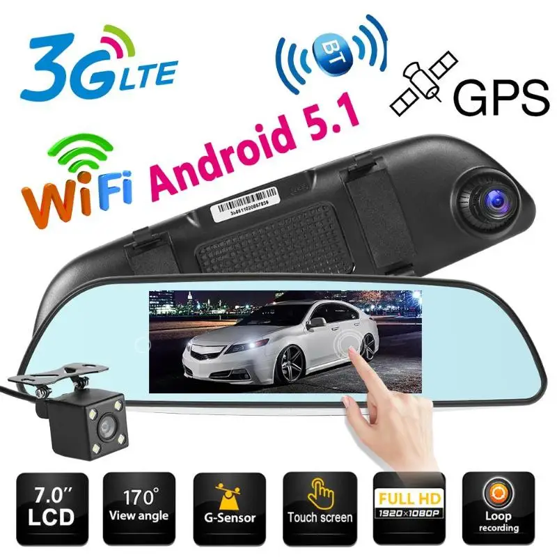 

7 inch 3G Android Car DVR Camera GPS Navi Dual Lens WiFi bluetooth FM Dash Cam Digital Video Recorder