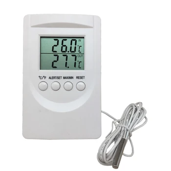 

-50~70C LCD Digital Thermometer Hygrometer Outdoor Indoor Electronic Tempertature Humidity Meter Sensor With Temp Probe Alarm