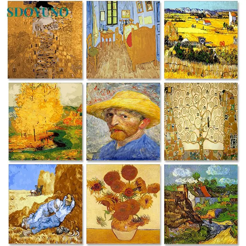 

SDOYUNO Van Gogh Oil Painting By Numbers 60x75cm Abstract Paint By Numbers On Canvas DIY Frameless Handpaint Home Decor