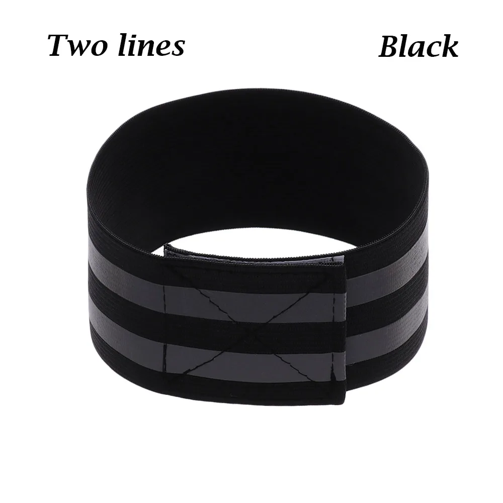 two lines black 1 шт., для бега для велоспорта отражающий полоски, наружный предупредительный браслет, повязка на руку, велосипедный бинд, штаны, ремень на руку, светоотражающая лента - Цвет: two lines black
