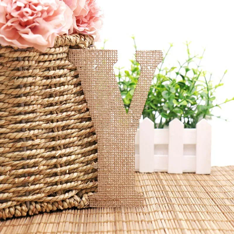 Y Винтажный джутовый Hessian из мешковины A-Z буквами алфавита DIY баннеры гирлянды Таблица дисплей для дня рождения Свадебная вечеринка украшения - Цвет: Y