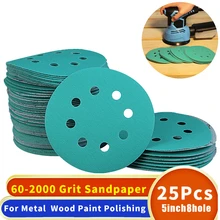 

25PCS Professional Anti Clog 125mm 8Hole Sandpaper 5Inch Film Sanding Disc Wet & Dry Hook & Loop Polishing Pad Grits 60~2000