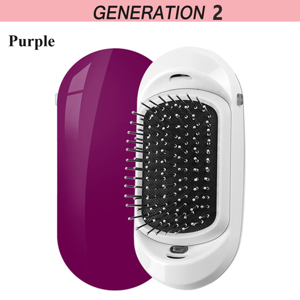 Ионная электрическая щетка для волос, портативная Волшебная расческа для волос, отрицательные ионы, расческа для моделирования волос, расческа для укладки, не более, гребни для волос - Цвет: 2nd Purple