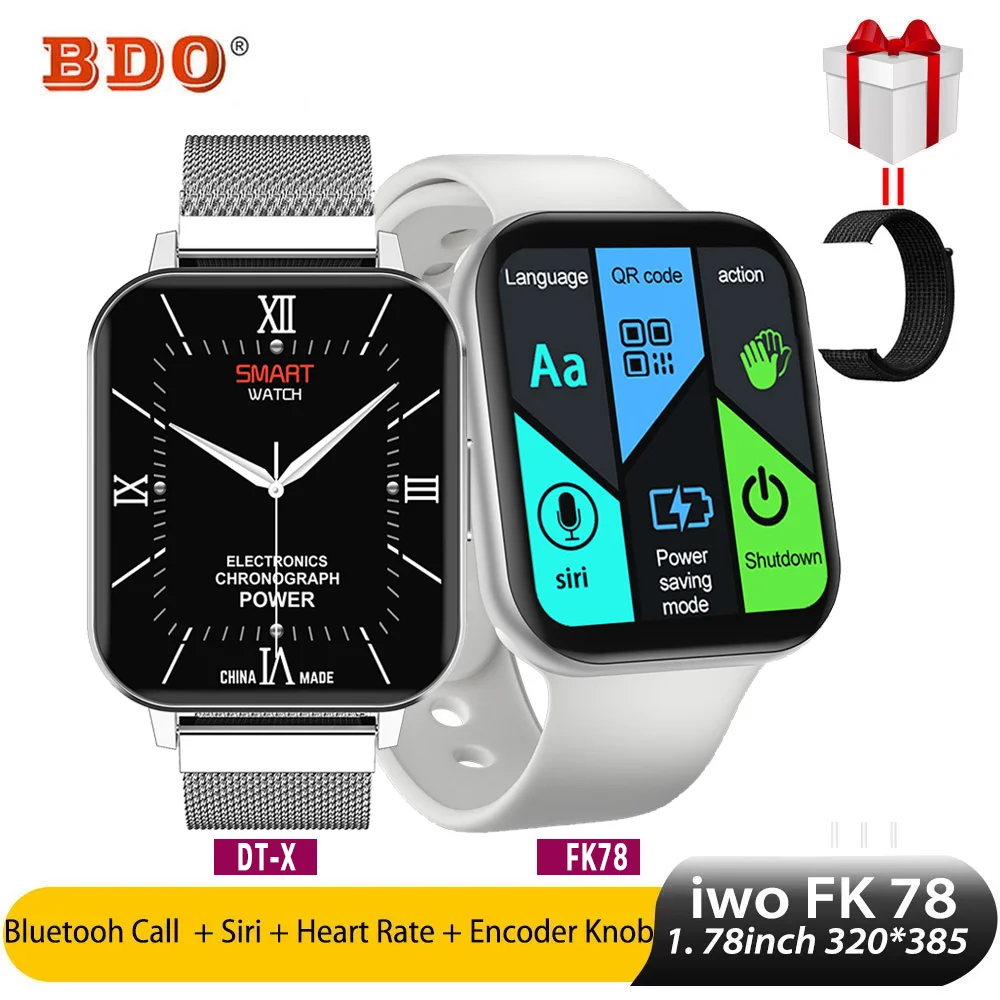 

Iwo12 DTX/K78 Smart Watch Series 6 1.78inch 320*385 HD Screen Watch Bluetooth Call,Siri,GPS GPS Sport Track Smartwatch Android