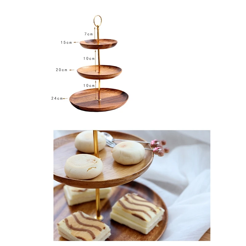 3 Tier Dessert Cake Trays Multifunctional Wooden Fruit Dishes Cake Stand Candy Trays Storage Tray Display Stand Home Party Decor