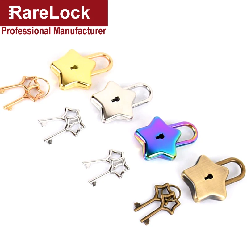 Colorful Star Padlock Key Lock for Lover Wedding Gift Box Diary Cabinet Pray Bless Rarelock MS538 h | Обустройство дома