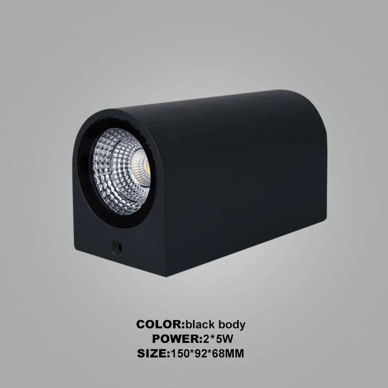 Светодиодный настенный светильник, уличный водонепроницаемый IP65 COB светодиодный светильник для крыльца, Современный домашний декор, алюминиевая настенная лампа для двора, коридора, светильник - Испускаемый цвет: 10W Up Down-Black