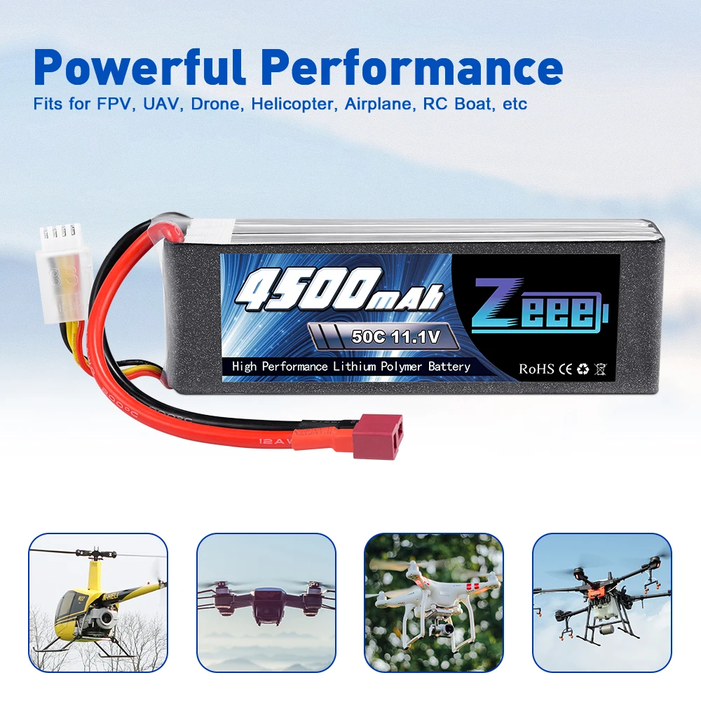 2 единицы Zeee 11,1 V 4500 мА/ч, 50C 3S LiPo Батарея с Т-образный разъем XT60 Разъем для RC автомобиль Heli Quad Дрон Heli коптера RC самолет