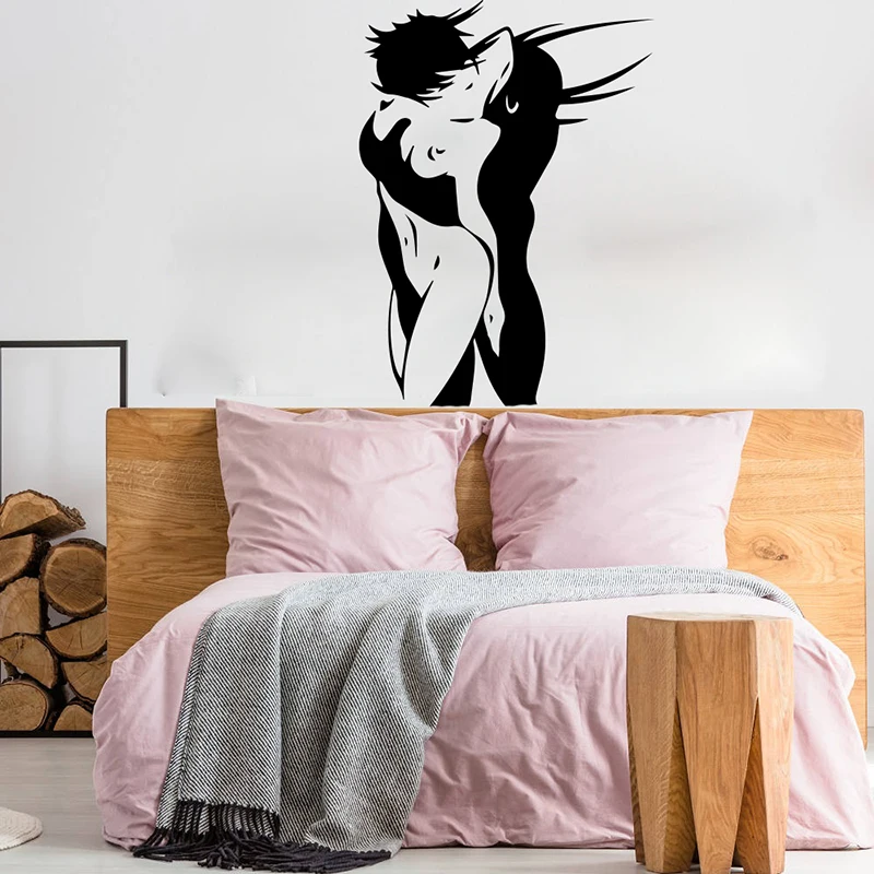 Modern Sexy Naked Woman Man Couple Wall Sticker Bedroom Adult Girl Boy Couple Wedding Wall Decal Living Room Vinyl  (2)