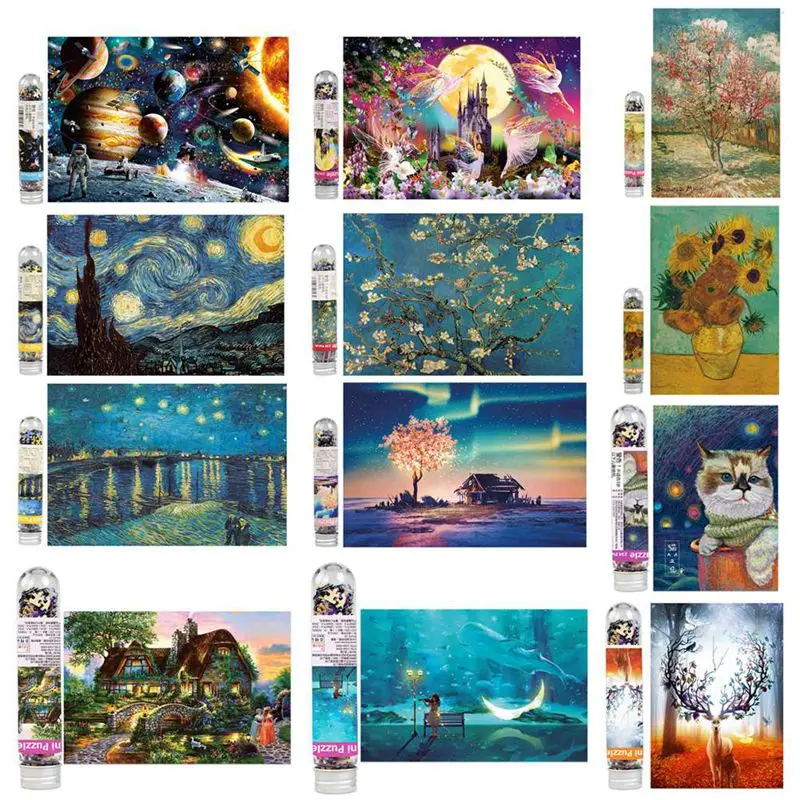 

234Pcs Adult Children Leisure Travel Puzzle Toys Famous Painting Landscape Test Tube Jigsaw Mini Puzzles Creative Birthday Gift