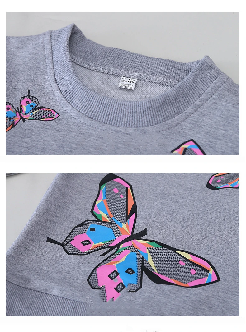 Модный спортивный костюм для больших девочек комплект одежды с рисунком бабочки для подростков, весенне-осенняя Спортивная одежда для детей, спортивная одежда