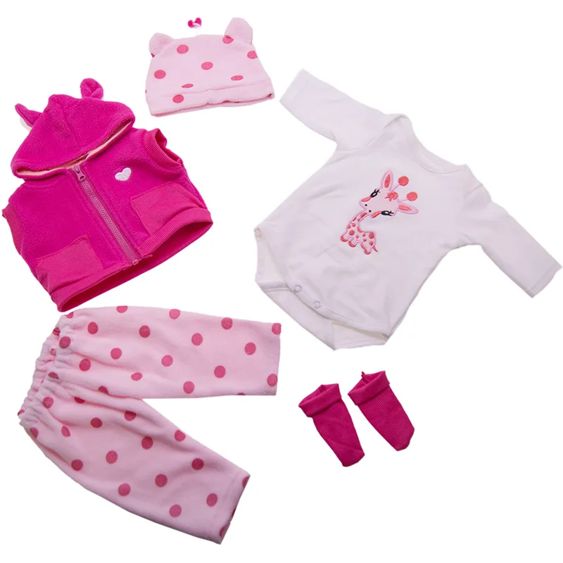 

Casual Two Sizes 45 or 60CM Pink Doll Clothes Reborn Baby Doll Clothes High Quality Corton Clothing Doll Accessories