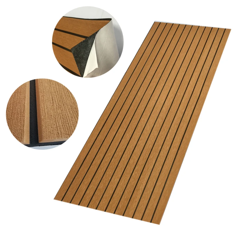 EVA Foam Teak Decking Sheet 60cmX240cm Brown Yacht Marine Carpet Flooring Mat Non Skid Self Adhesive Sea Deck Boat Accessories