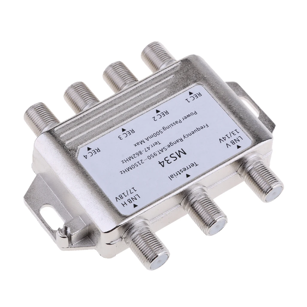 Спутниковый переключатель Max 4 Выход мульти видео путь Мульти Переключатель MS34 высокое качество Компоненты профессиональная схема конструкции, серебристый