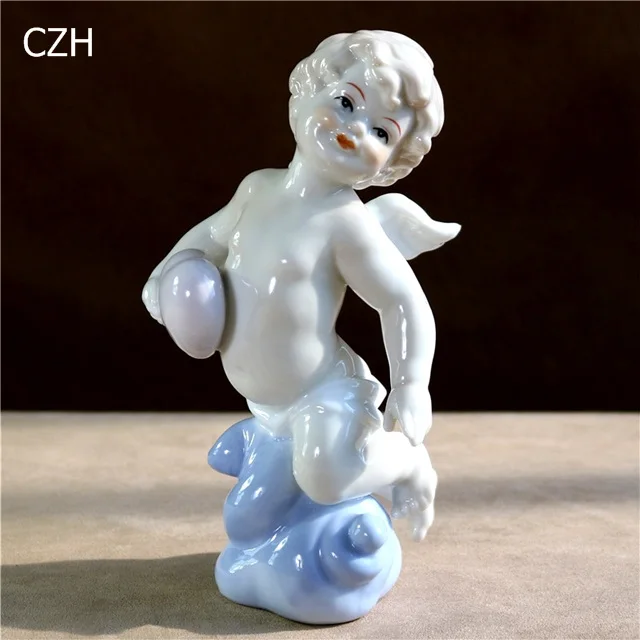 6,5 ''фарфоровая статуэтка Купидона любовь, керамическая фигурка Ангела в виде сердца, миниатюрное настольное украшение, украшение ремесленника, подарок, интерьер