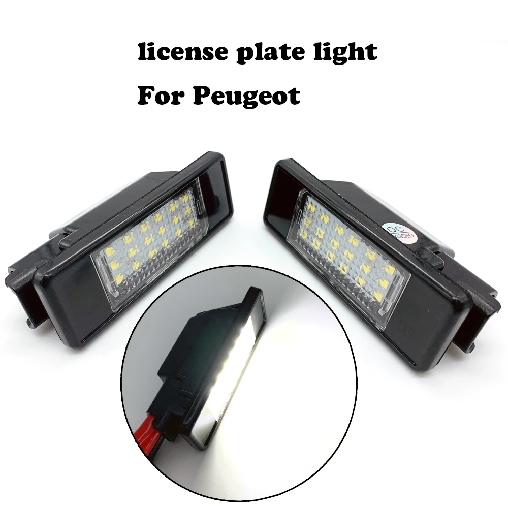 Lampes Plaque D'immatriculation LED 18 Perles - Lot De 2, Pour Peugeot 207 307 308, Citroën C2 C3 C4, Etc.