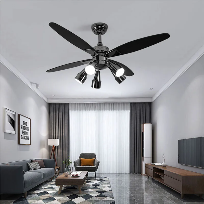 48 Inch Luxury Ceiling Ventilator Lamp Fan With Lights Remote Control Rotates 90 Degrees Piano