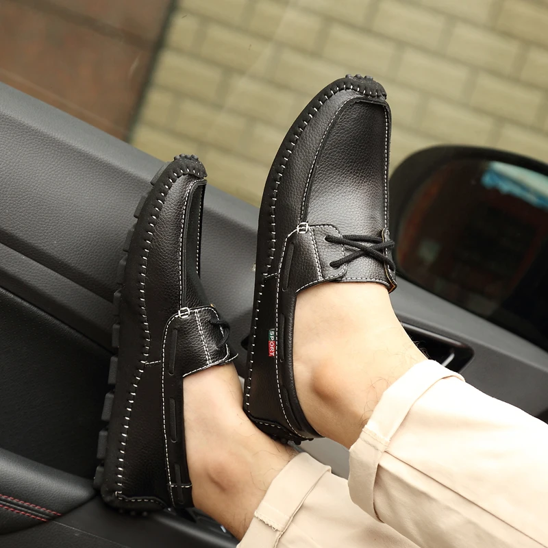 Spring and autumn men's shoes comfortable high quality lightweight lace loafers leathe non-slip wear-resistant large size 47