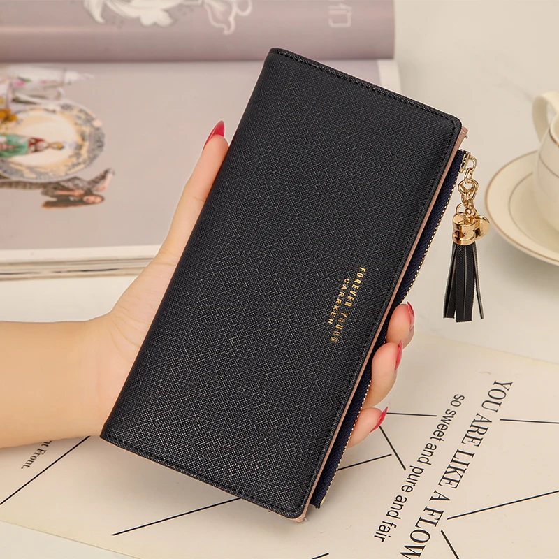 

OLOEY 2019 Women Wallet Long paragraph zipper Clutch Coin Purse Fashion Tassel Cell Phone Bag Multi-card position Minimalist Bag