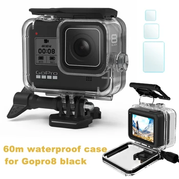 

JINSERTA Underwater 60M Dive Waterproof Case Housing For GoPro Hero 8 Black Protective Film for gopro 8 camera Accessories