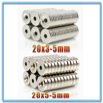 

2/5/30/100Pcs 20x3-5 Neodymium Magnet 20mm x 5mm Hole 5mm N35 NdFeB Round Super Powerful Strong Permanent Magnetic imanes Disc