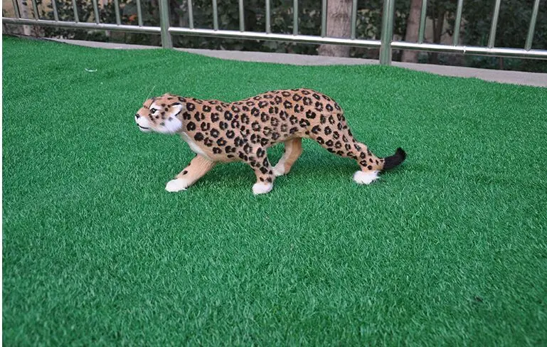Реальной жизни Игрушка Леопард жесткий пластиковые модели и меха кролика 53x20x13 см с леопардовым принтом образцовое изделие кустарного
