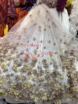 

stock 5yards/bag 10 colors embroidery laser flower fashionable French style fabric for wedding dresses JH68#