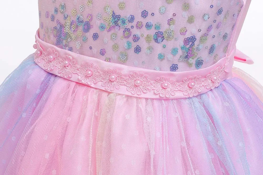 2020 Toddller Kids Unicorn Dresses for Baby Girls Dress Pink Rainbow Birthday Party Princess Dress Purple Costume Pageant Outfit (19)