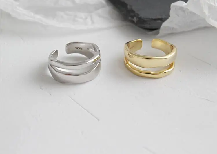 Богемные этнические 925 пробы серебряные большие цепи Открытые Кольца для женщин Свадебные винтажные кольца на палец рождественские подарки
