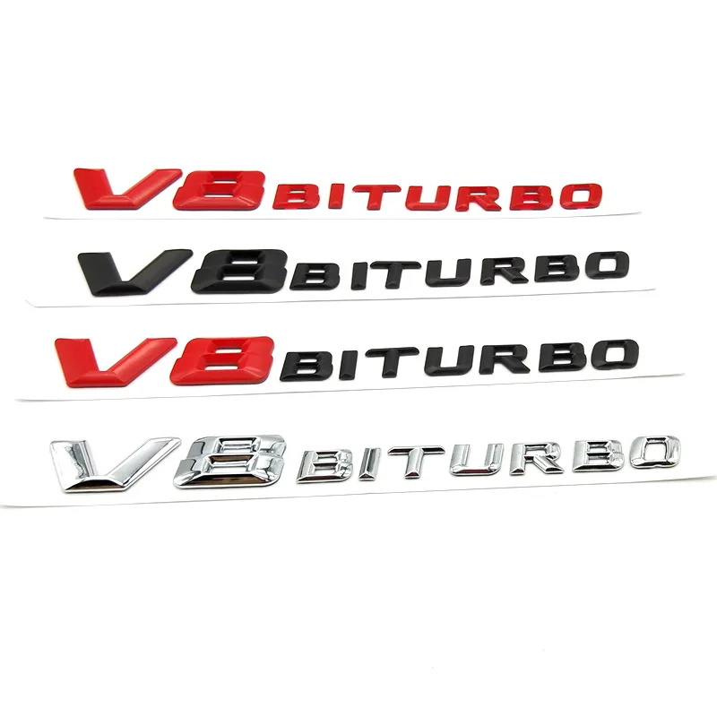 20 комплектов автомобиля Стайлинг 18*2 см ABS пластик V8BITURBO Эмблема для багажника значок боковые логотипы автомобили наклейки на тело 4 цвета