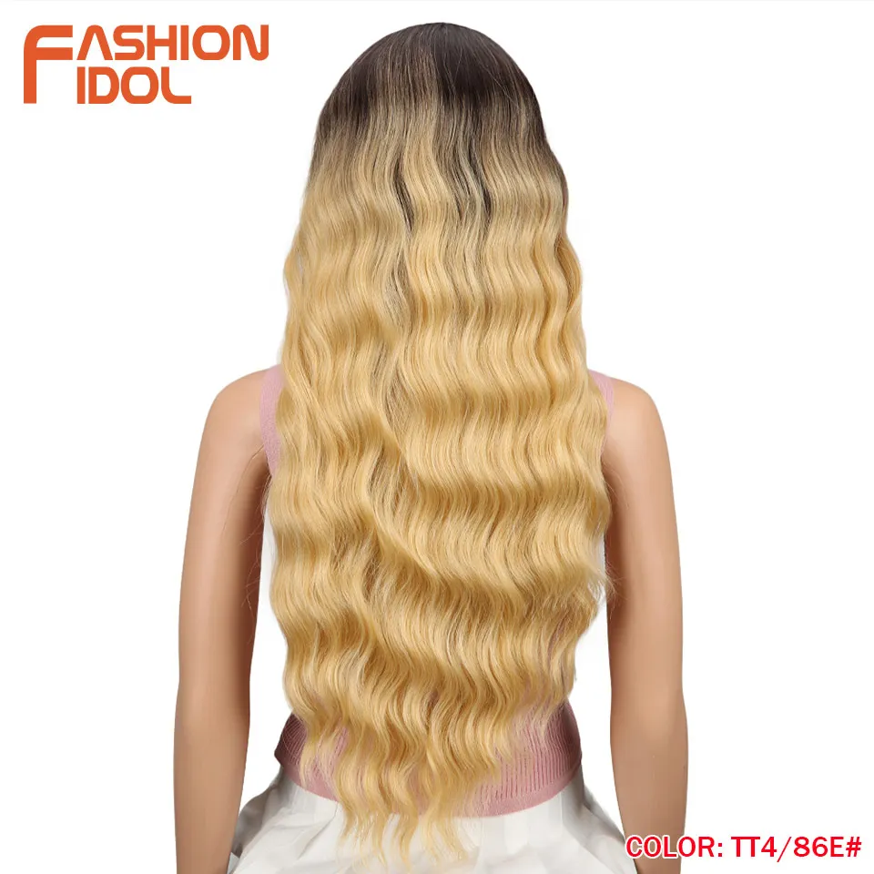 Иконы стиля(переход от темного к светлому), синтетические парики, 28 дюймов термостойкие волокна волосы блондинка длинные парики для Для женщин 4x4 Синтетические волосы на кружеве парик