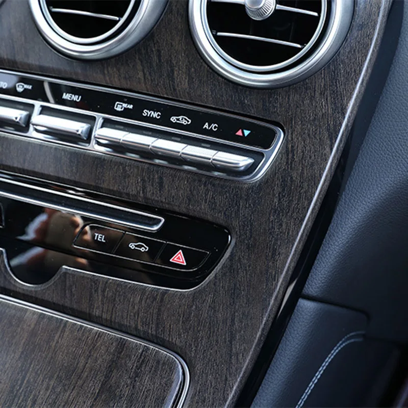 Shifting Central Control Panel Cover for Mercedes-Benz Oak C/GLC Central Control Panel Frame Decorative Sticker ABS Oak Grain