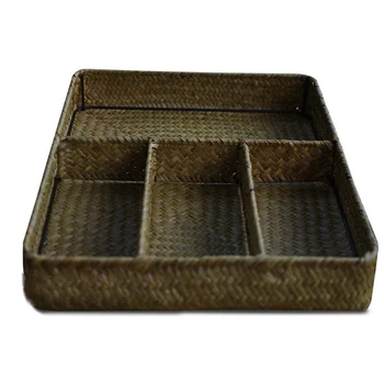 

Handmade Natural Straw Four-Box Storage Box Rattan Wicker Jewelry Jewelry Classification Box Storage