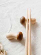  2Pcs Chopstick Rest Mushroom Storage Rack Creative Chopsticks Holder Gift Wooden Chinese Kitchen Supplies 