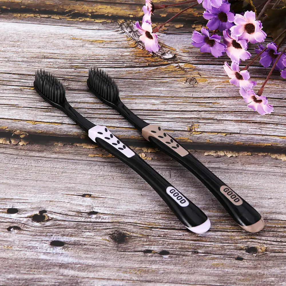 2 шт./упак. с черными бамбуковыми Зубная щётка Эко дружественных щетка вмятины